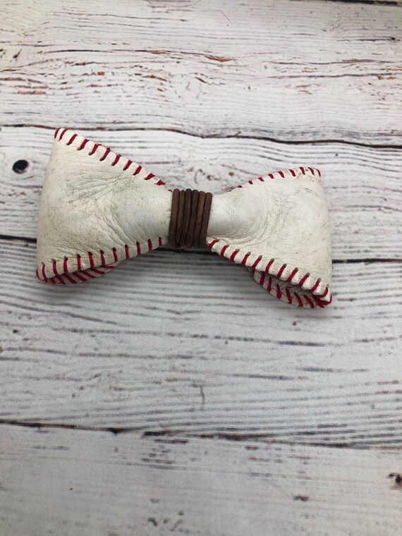 Upcycled Baseball Bow Tie Leather Baseball Tie Formal Baseball Etsy