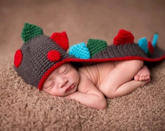 crocheted dinosaur hat knit hat baby shower gift kids crocheted hat Halloween costume handmade dragon