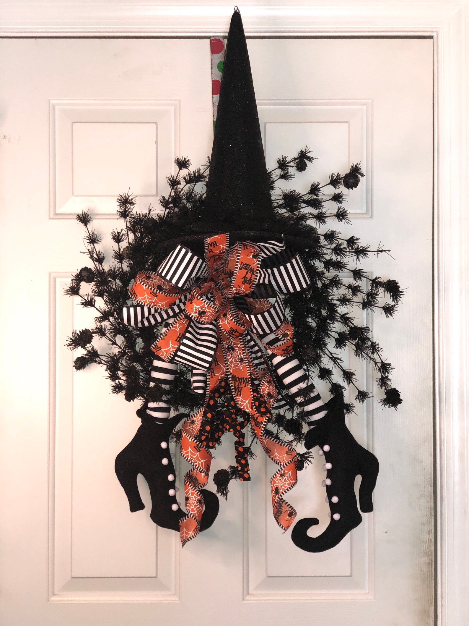 Halloween wreath witch wreath witch hat wreath witch hat and | Etsy