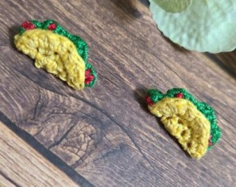 Crocheted taco stud earrings taco earrings cinco de Mayo novelty earrings food earrings