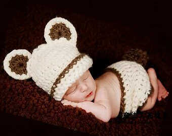 Newborn bear photo prop baby hat knit hat crocheted baby bear hat baby shower gift  Halloween costume ladybug costume