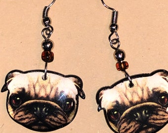 Pug earrings /Pug jewelry / Pug Gift  / dog lover gift/ Mother’s Day gift/ dog earrings