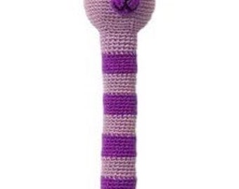 Crocheted baby rattle purple bear rattle baby shower gift