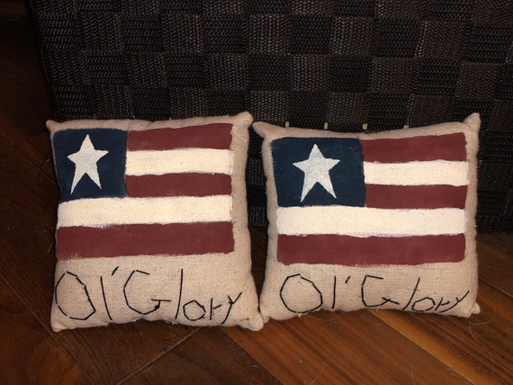 Ole Glory Pillow Set Flag Pillows Americana Decor Country Etsy