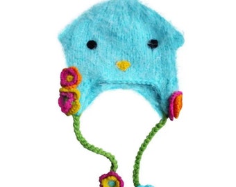 crocheted blue bird hat knit hat baby shower gift kids crocheted hat Halloween costume Bird dog hat