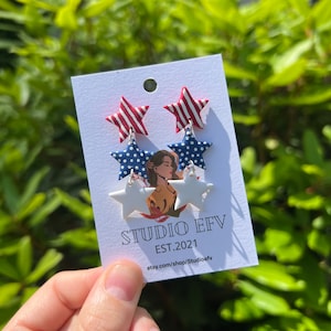4th of July Earrings, red white and blue earrings, firework earrings, patriotic earrings