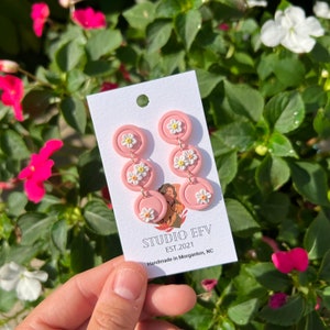 Handmade Floral Polymer Clay Earrings: Dainty Summer Jewelry