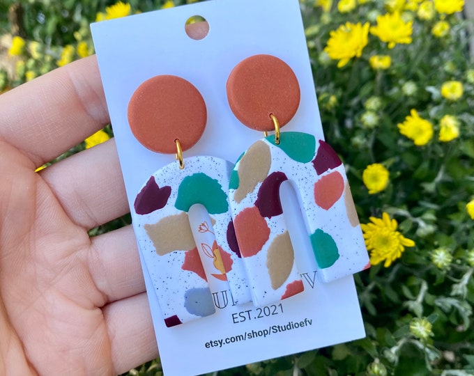 Fall Earrings, Handmade Earrings, Handmade Jewelry, Clay Earrings, Fall Accessories