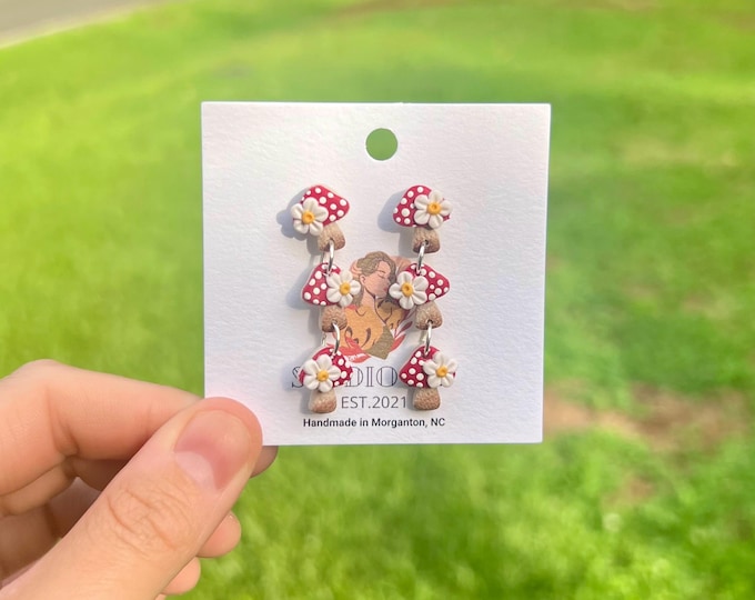 Mushroom Earrings, Mushroom Clay Earrings,