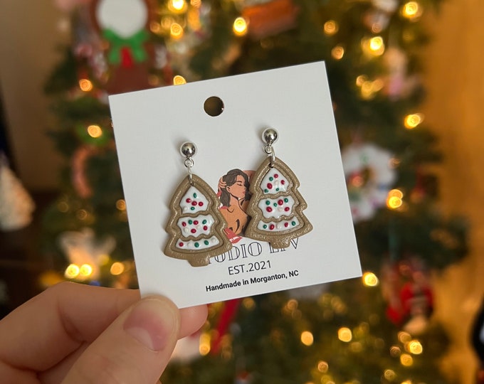 Christmas Earrings, Christmas Clay Earrings, Gingerbread Earrings, Christmas Cookie Clay Earrings, Christmas Cookie Earrings