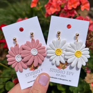 Handmade Clay Flower Earrings: Wildflower Stainless Steel Studs
