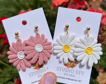 Handmade Clay Flower Earrings: Wildflower Stainless Steel Studs