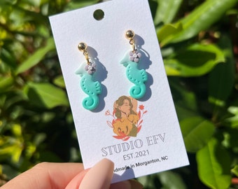 Seahorse Earrings, Seahorse Clay Earrings, Ocean Earrings, Clay Earrings
