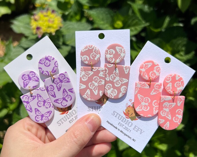 Butterfly Earrings, Butterfly Clay Earrings, Clay Earrings, Lightweight Earrings, Summer Earrings, Gifts for Her