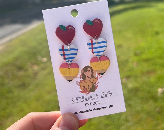 Teacher Earrings, Teacher Clay Earrings, Gifts For Teacher