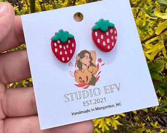 Strawberry Stud Earrings, Strawberry Earrings, Stud Earrings, Spring Earrings, Handmade Earrings, Mothers Day Gifts