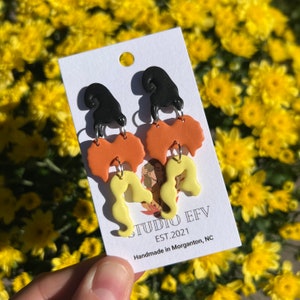 Three Witches Earrings, Witch Clay Earrings, Three sisters clay earrings, Halloween Clay Earrings
