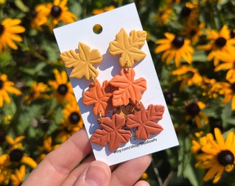 Handmade Ombré Polymer Clay Fall Leaf Earrings
