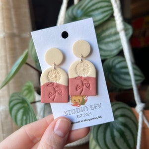 Handmade Floral Polymer Clay Earrings: Ombre Light Pink