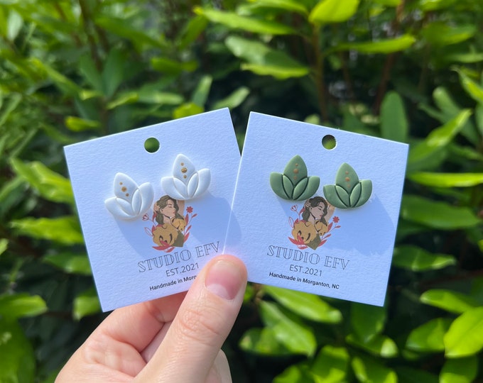 Lotus Flower Earrings, Clay Studs, Clay Earrings, Lotus Studs