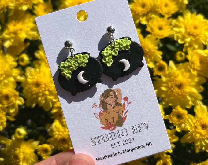 Cauldron Clay Earrings, Cauldron Earrings, Cute Halloween Clay Earrings, Halloween Earrings, Cute Fall Clay Earrings