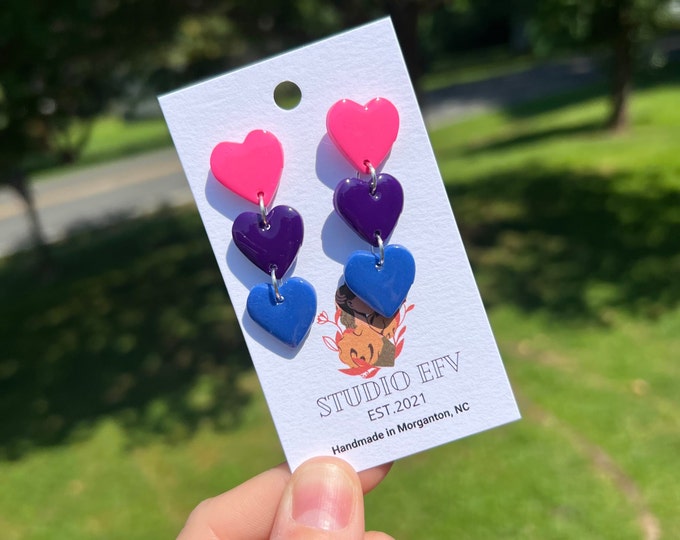 Bisexual Earrings, Pride Jewelry, LGBTQ Earrings, Bi Earrings, Gay Pride Earrings