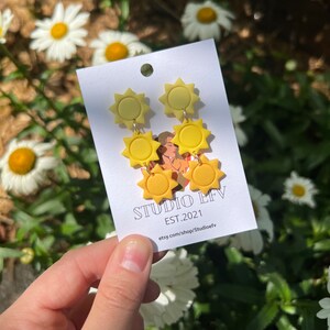 Sun Dangles, Sun Earrings, Sunny Earrings, Yellow Earrings, Handmade Earrings