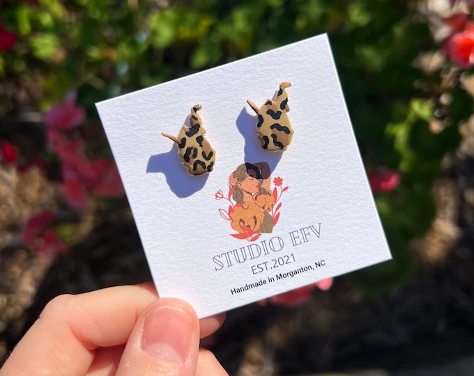 West Virginia Earrings, WVU, West Virginia, WV Studs, Football Earrings, WVU Cheetah Print, Cheetah Print Studs