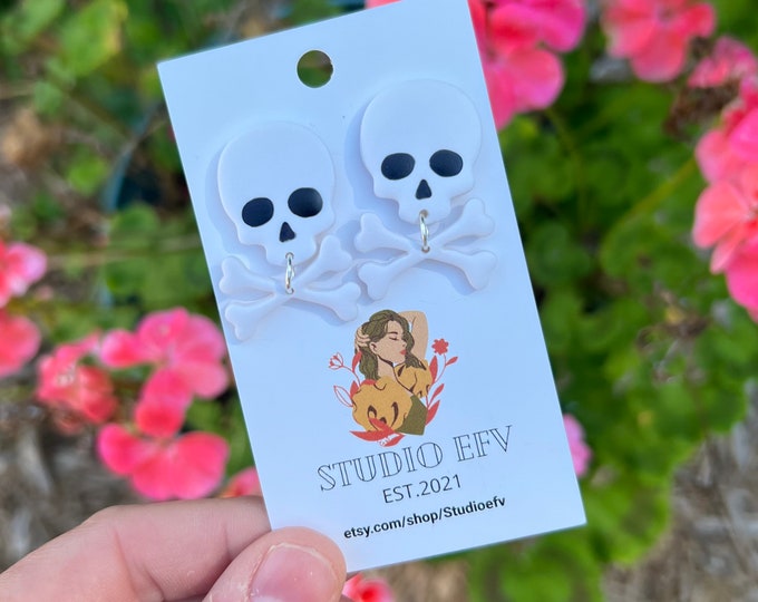 Skull Earrings, Skull Clay Earrings, Halloween Earrings, Fall Earrings, Skulls, Clay Earrings