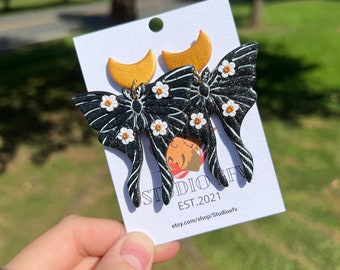 Moth Earrings, Luna Moth Earrings, Handmade Moths, Handmade Earrings, Luna Moths, Flower Earrings