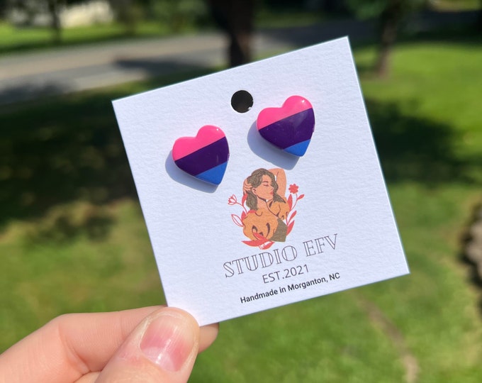 Bi Pride Heart Earrings, Bisexual Earrings, Gay Pride Earrings, LGBTQ Earrings, Bisexual Pride