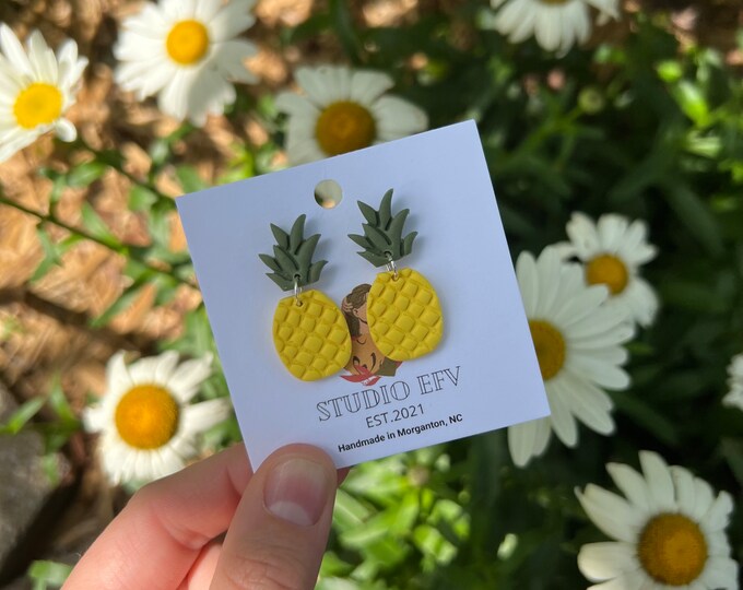 Pineapple Earrings, Clay Earrings, Handmade Earrings, Gifts for Her, Fun Earrings, Summer Earrings
