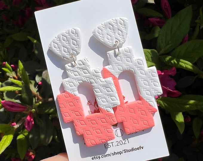 Aztec Coral Earrings, Aztec Earrings, Lightweight Earrings, Boho Earrings