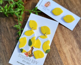 Lemon Earrings, Lemon Studs, Summertime Earrings, Lemon Lover, Lightweight Earrings