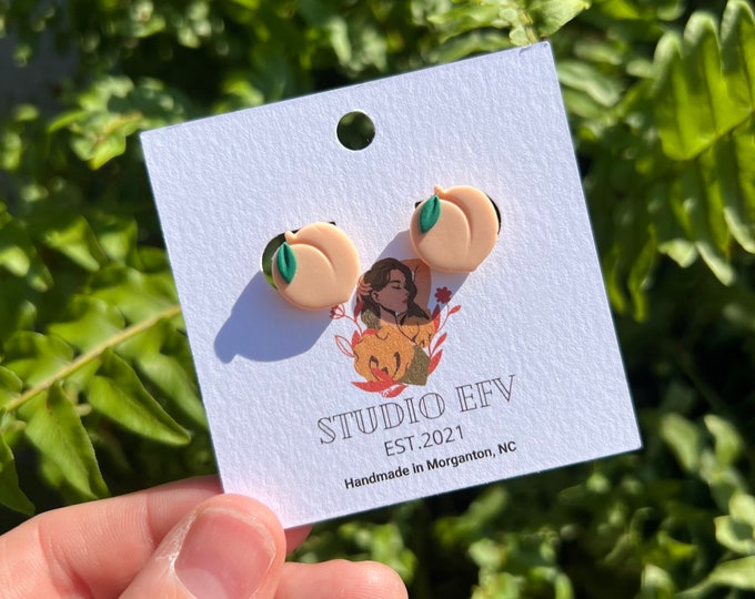 Peach Earrings, Peach Studs, Fruit Earrings, Stud Earrings