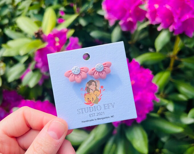 Flower Studs, Flower Earrings, Stud Earrings, Clay Earrings, Flower Clay Studs, Summer Earrings