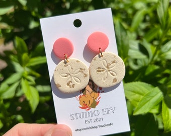 Sand Dollar Earrings, Beach Earrings, Coral Earrings, Summer Earrings, Lightweight Earrings