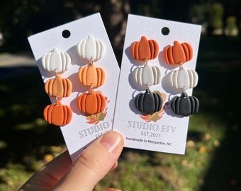 Cute Fall Polymer Clay Earrings, Fall Clay Earrings, Pumpkin Clay Earrings