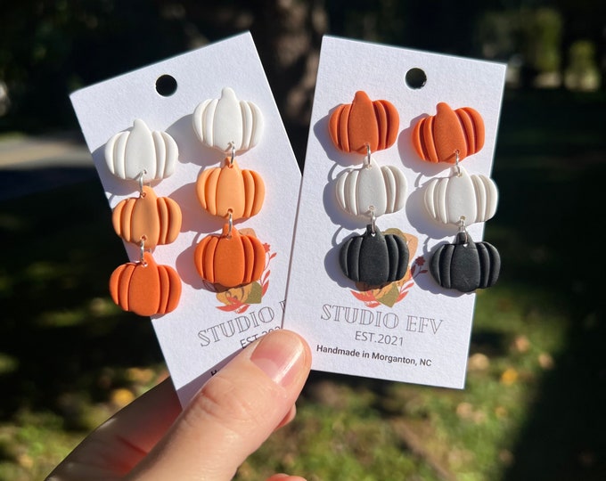 Cute Fall Polymer Clay Earrings, Fall Clay Earrings, Pumpkin Clay Earrings