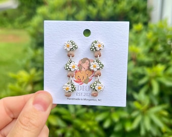 Handmade Mushroom Polymer Clay Earrings: Floral Dangle Earrings