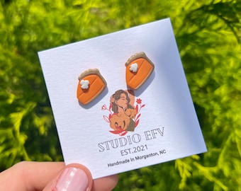 Pumpkin Pie Earrings, Pumpkin Pie Studs, Fall Earrings, Thanksgiving Earrings, Clay Studs, Clay Earrings