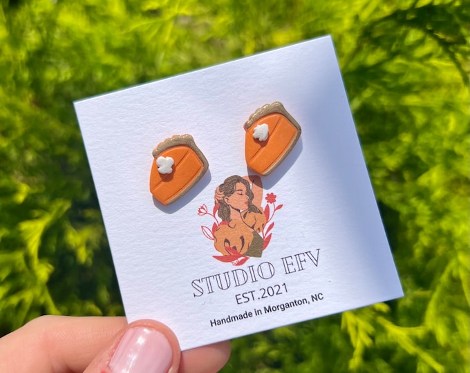 Pumpkin Pie Earrings, Pumpkin Pie Studs, Fall Earrings, Thanksgiving Earrings, Clay Studs, Clay Earrings