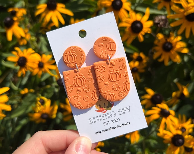 Pumpkin Earrings, Orange Earrings, Fall Earrings, Halloween Earrings, Earrings for Fall, Handmade Fall Jewelry