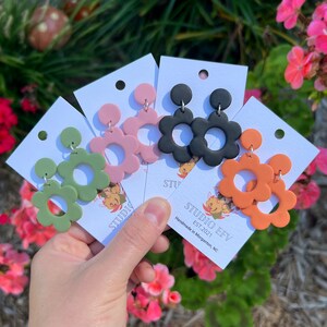 Handmade Polymer Clay Flower Earrings: Hypoallergenic Floral Dangles