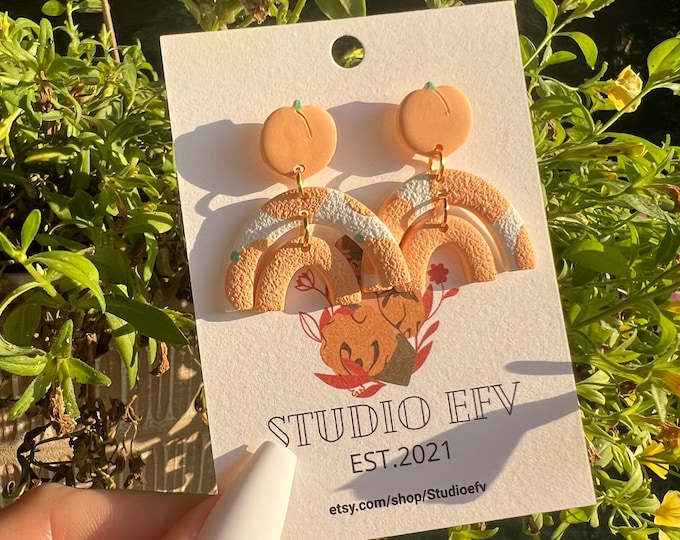 Peach Earrings, Peaches, Peach Dangles, Summer Earrings, Light weight Earrings