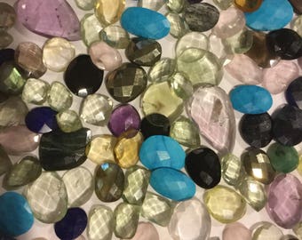 Wholesale lot Carat Mix lot loose faceted natural gemstones slices freeform gems wolesale 100, 200, 500, 1000 jewelry making