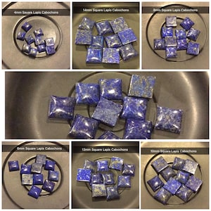 Wholesale lot 10 Square Natural Lapis smooth cabochons flat back cabs 4mm 6mm 8mm 10mm 12mm 13mm 14mm jewelry making blue