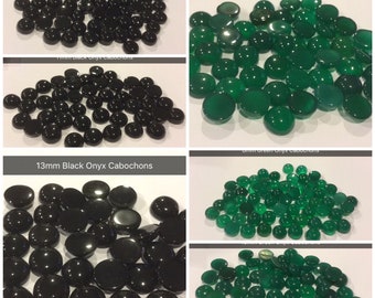 Wholesale lot of 10 Natural Black or Green Onyx Round Cabochon Lot AAA 8mm 11mm 13mm Loose Stones Flat Back Gemstones Genuine For jewelry ma