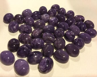 Wholesale lot of 1, 2, 5, or 10 Charoite smooth cabochons flat back cabs 8x10 8x10mm 10x8 10x8mm jewelry making beautiful cabs high quality