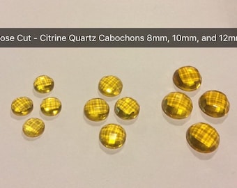 Wholesale lot of 4 Natural Citrine Round Rose Cut Cabochons Faceted 8mm 10mm 12mm Loose Stones Flat Back Gemstones